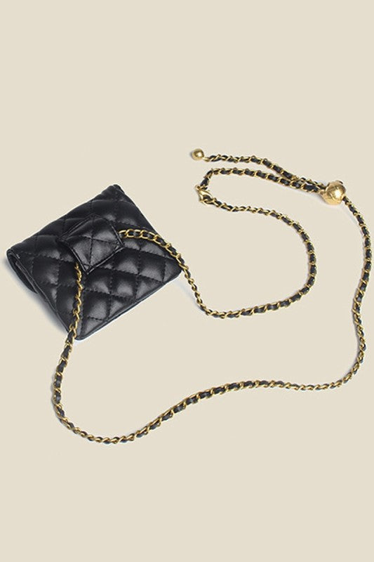Mini Quilted Crossbody Bag - Burgundy