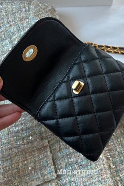 Mini Quilted Crossbody Bag - Black