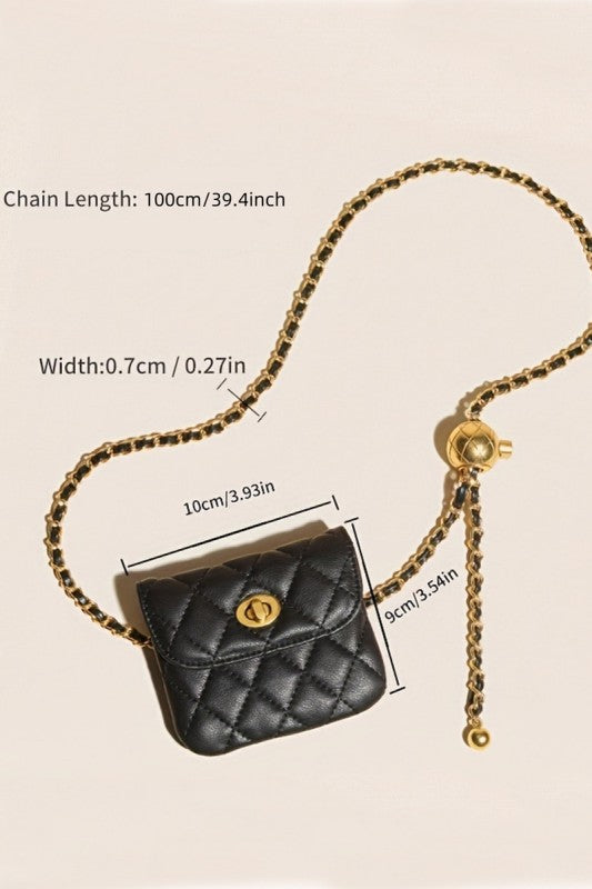 Mini Quilted Crossbody Bag - Burgundy
